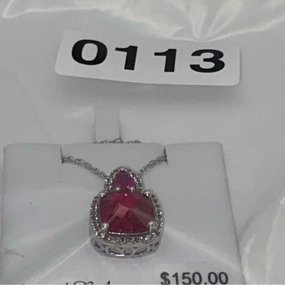 Kohl’s Lab created Ruby set in SS with lab created sapphire accent necklace - Picture 7 of 7